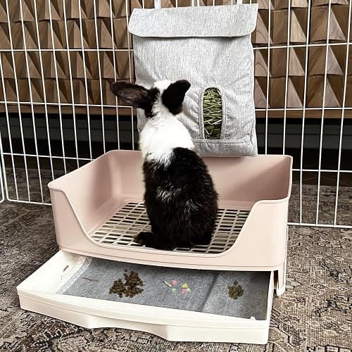 Oleisert Large Rabbit Litter Box Bunny Litter Box, Potty Training for Rabbits Litter Pan with Drawer, Rabbit Bedding Toilet for Adult Guinea Pig, Ferret, Bunny and Other Animals (Brown) thumbnail 5