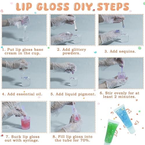 BRIPATI DIY Lip Gloss Making Kit - All-in-One to Make Your Own Lip Care Gloss Set with Clear Base, Pigments, Glitter, Tubes, Fun Creative Gift for Women Girls Makeup Lovers in Christmas Birthdays thumbnail 6