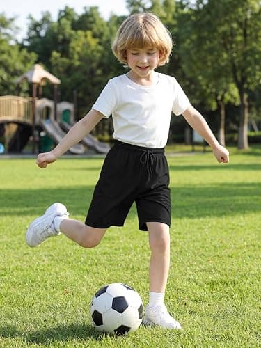 Poroka 4 Packs Toddler Boys Shorts Quick Dry Athletic Basketball Shorts with Drawstring thumbnail 3