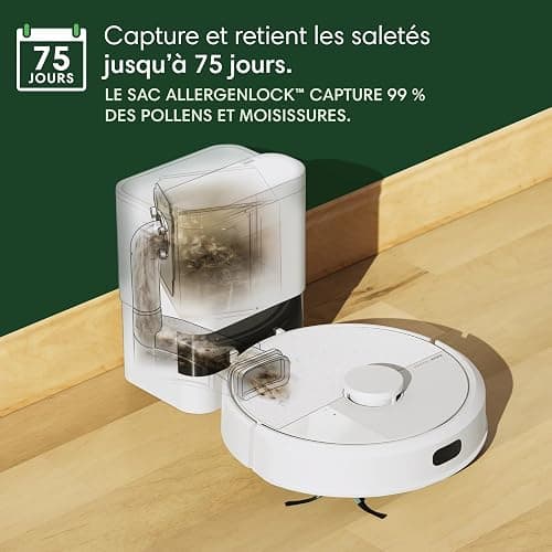 iRobot Roomba 105 Combo+AutoEmpty Dock - Robot Aspirateur Laveur 2en1 - Aspiration de 7KPa - Navigation LiDAR - Détection des Tapis - Zones de Nettoyage et d'Évitement - 4 Niveaux d'Aspiration - Blanc thumbnail 4