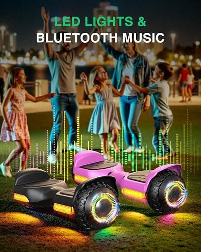 Gyroor Scooter with Adjustable Seat Attachment, 6.5" All-Terrain Self Balancing Scooter, 500W Motor, LED Lights & Bluetooth for Kids and Adults, Black thumbnail 6