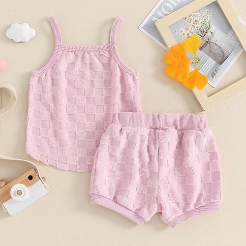 Kuriozud Baby Girl Summer Clothes Sleeveless Tank Top Shorts Set Cute Toddler Girl Outfit Aged 3 6 12 18 24 Months 2T 3T thumbnail 4
