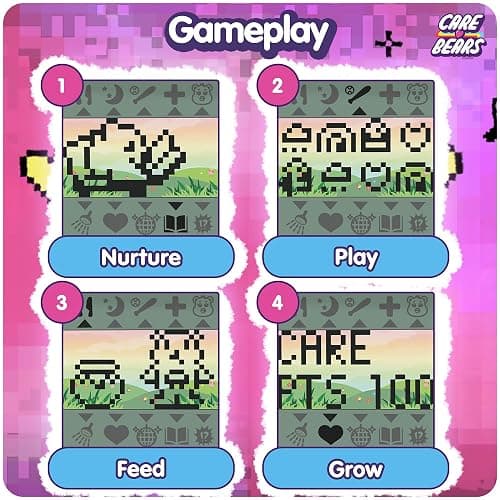 Care Bears Digital Pet - Cheer Bear Nano Pet with Care Features, 1.4” Inch Screen, Handheld Interactive Virtual Pets for Kids, Collectible Electronic Toy, Battery Included thumbnail 4