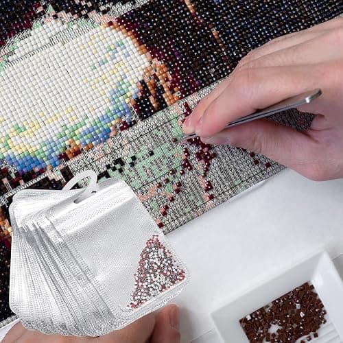 BEIQIYA 50pcs Self Sealing Bag for Diamond Beads, Reusable Diamond Art Beads Storage Bags with A Round Hanging Ring, Resealable Plastic Jewelry Pouch for Storing Gems Small Accessories- Silver thumbnail 4