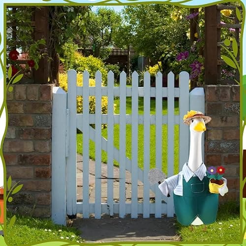 EKOREST Gardener Porch Goose Outfits for 23 Inch Lawn Statue | Summer Gardener with Flower Pot and Shovel Costume for Cement Statue, Spring Sculpture Clothes for Yard Patio Decoration thumbnail 6