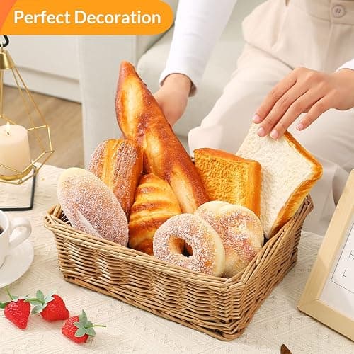 Joeabor 8pcs Artificial Bread Set, Realistic Fake Food for Display, Fake Bread for Decoration, Faux Food Props, Includes Faux Croissant, Dessert, Baguette and Toast thumbnail 6