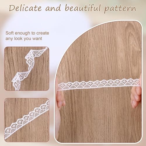 30 Yards White Lace Ribbon Roll 0.6 Inch Wide Sewing Lace Ribbon Flower Fabric Lace Ribbon Trim Roll Lace Trim Sewing Crafts Lace for Wedding Decoration, Bouquet, and Gift Packaging thumbnail 7