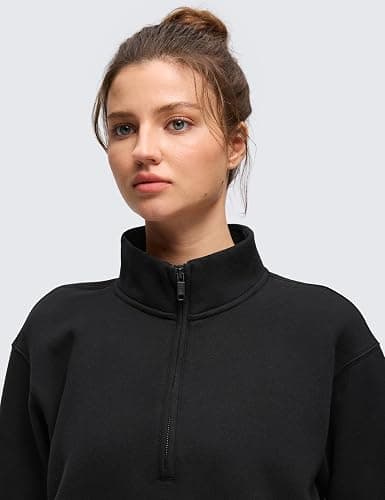 CRZ YOGA Fleece Lined Half Zip Sweatshirt for Women - Pullover Funnel Neck Workout Casual Sweat Shirts with Pocket thumbnail 5