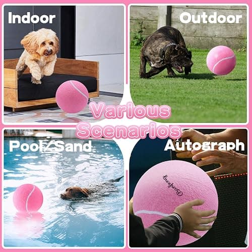 Banfeng Big Tennis Ball for Dogs, Giant Dog Tennis Ball Toy Large Outdoor Sports Gift for Small Medium Large Dog (Pink, 9.5 inch) thumbnail 7