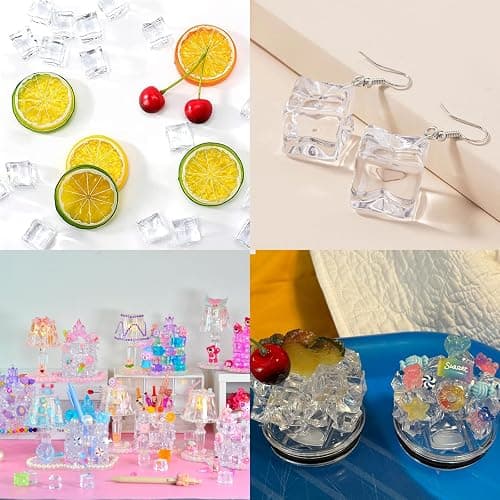 Honbay 100PCS 12mm Lifelike Simulation Acrylic Ice Cubes Artificial Plastic Clear Square Ice Cubes Decorations Realistic Fake Food Models Ornaments for Home Party Tabletop Decoration Photography Prop thumbnail 4