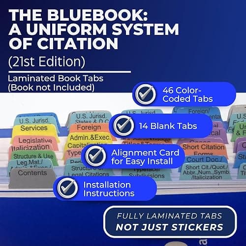 Book Tabs for The Bluebook: A Uniform System of Citation 21st Edition. Laminated, Durable, Color-Coded Repositionable Tabs (Book not Inlcluded) thumbnail 2