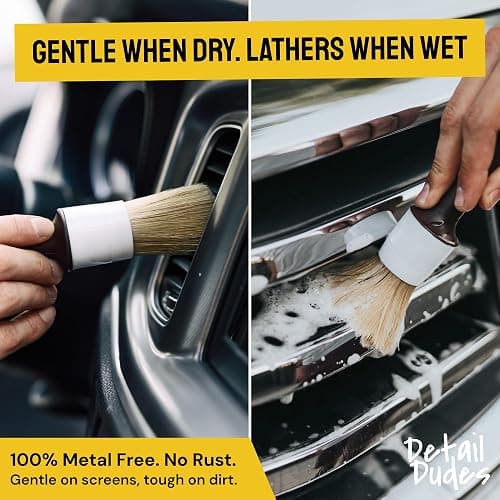 Detail Dudes Car Detailing Brush Set 3-pc - Scratch-Free Boars Hair for Interior and Exterior Work - Pro Quality Car Cleaning Brush Kit for Leather Seats, Dashboards, Wheels, Grills and Paint thumbnail 5