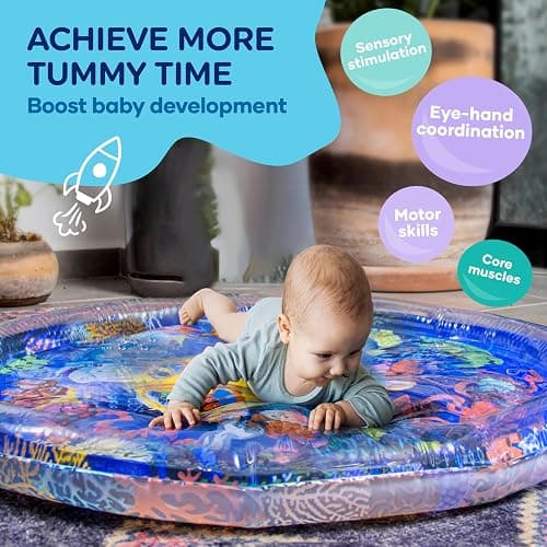 TT TUMMYTIMEZ Premium Tummy Time Water Mat, Extra Large Multi-Stage Activity Center Promoting Baby Motor & Sensory Development, Inflatable Playmat Visual Stimulation Gift Infants Toddlers Boys Girls thumbnail 3
