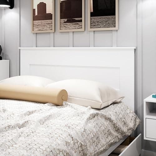 Prepac Stylish Flat Wood Panel Headboard for Queen Size Beds, Simplistic Wooden Queen Headboard 2.25" D x 64.5" W x 48" H, White, WHFQ-1301-1 thumbnail 5