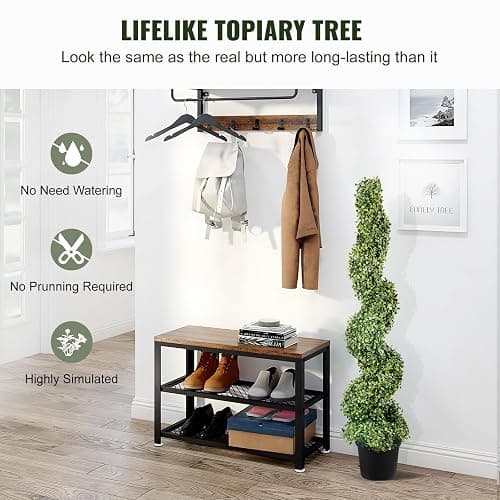 VEVOR Artificial Boxwood Spiral Topiary Trees, 4ft Tall (2 Pieces) Faux Plant Outdoor, All-Year Green Fake Plant with Replaceable Leaves for Decorative/Indoor/Porch/Garden thumbnail 3