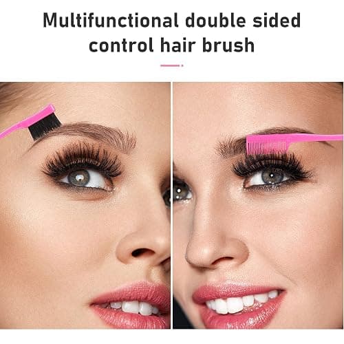 Remerry 12 Pcs Hair Brush Set Rat Tail Comb Edge Teasing, Pink | Nylon Bristle Teasing for Volume, Metal Tail Parting Comb for Sectioning, Dual Sided Edge Smoothing, 6 Duckbill Clips thumbnail 4