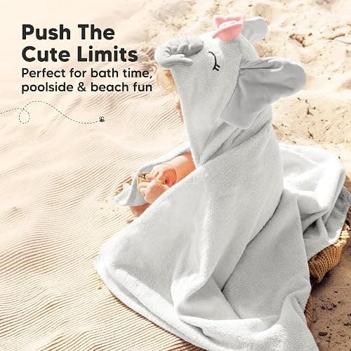 KeaBabies Organic Baby Towel with Hood for Girls, Boys - Soft, Absorbent, 100% Cotton Hooded Baby Towels for Newborns, Infants, Large Hooded Bath Towels for Babies, Kids, Toddler 1-3 (Ella) thumbnail 6