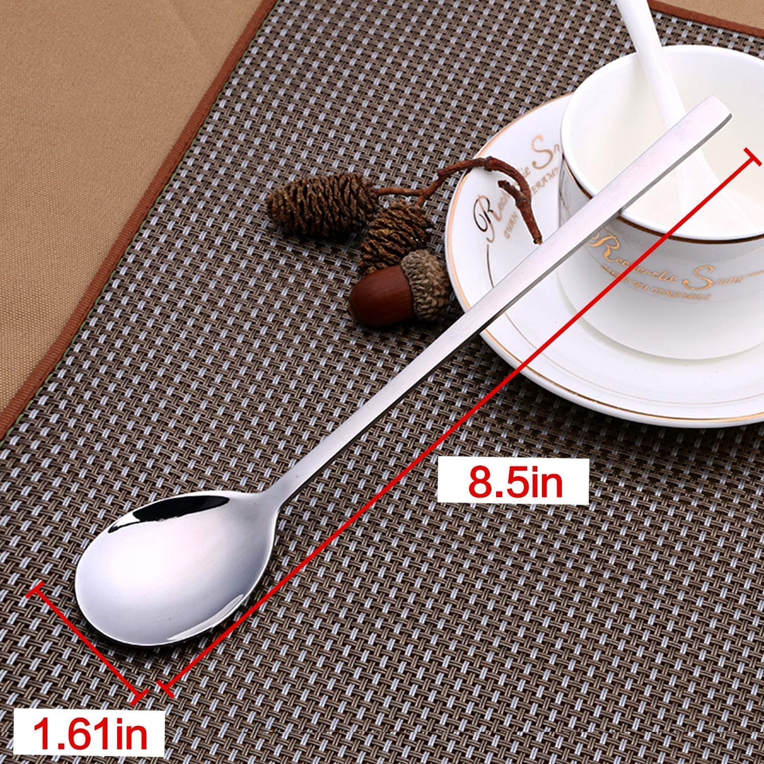 Spoons, 8 Pieces Stainless Steel Korean Spoons,8.5 Inch Soup Spoons,Long Handle Dinner Spoons,Rice Spoon,Table Spoon for Home, Kitchen or Restaurant thumbnail 8
