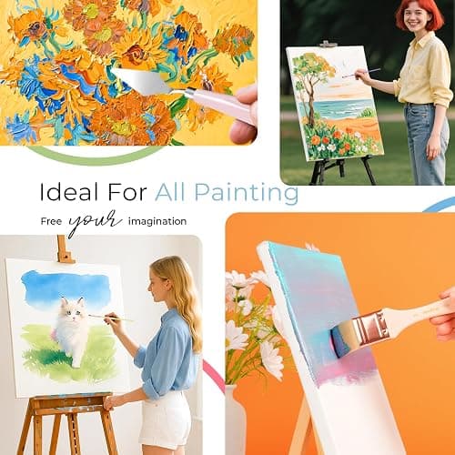 Nicpro 30pcs Paint Brush Set, Aesthetic Pastel Paintbrushes with Paint Spatula and Cloth Roll, Craft Paint Brushes for Acrylic Painting Oil Watercolor Gouache, Art Supplies for Women Artists Beginners thumbnail 7