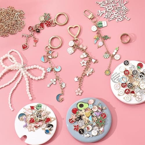 ASTNIC 316PCS Keyring Making Kit & Bag Charm Kit with Charms, Key Ring Hoop, Pliers, DIY Jewellery Making Supplies for Bracelet, Necklace and Jewelry Making, Gifts for Girls, Women, Adults thumbnail 6