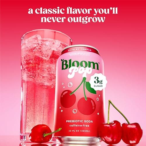 Bloom Pop Prebiotic Soda, Gut Health Support, Shirley Temple, 12 Pack | Shirley temple flavor with clinically backed prebiotics for gut health, metabolism support and soda satisfaction. thumbnail 4