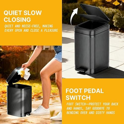 Dog Poop Trash Can Outside 2.7Gal Dog Waste Trash Can with Lid Odor Control | Outdoor Trash Can with Lid Foot Pedal, Outdoor Dog Poop Trash Can with 20 Bags,Pet Waste Trash Can with Lid Soft Close, Black thumbnail 4