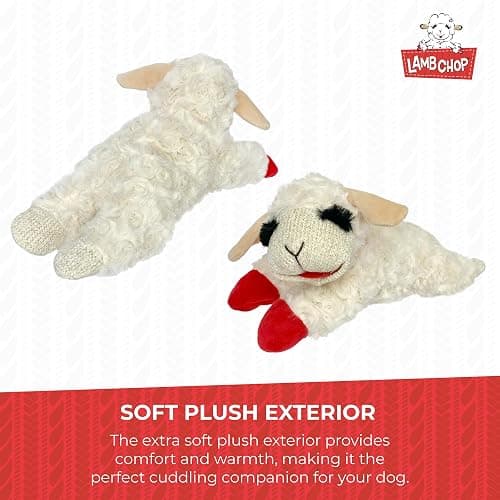 Multipet Mini Lamb Chop Officially Licensed, Plush, Squeak Pet Toy (White, 10') thumbnail 7