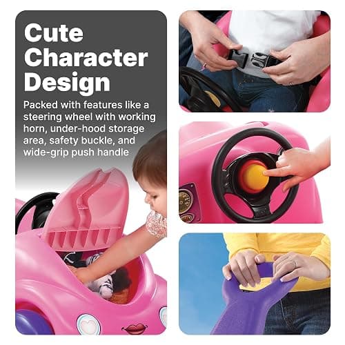 Step2 Push Around Buggy Kids Push Car, Ride On Toy, Stroller Substitute, Includes Seat Belt & Horn, Made of Durable Plastic, Max Weight 50 lbs., For Toddlers 1.5-4 Years Old, Pink thumbnail 4