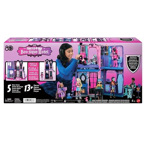 Monster High Boo-tique Hotel Doll House, Foldable Playset with Spooky Surprises in Every Room and 13+ Pieces Including Furniture and Accessories thumbnail 7