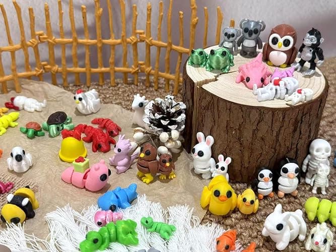 102 Pcs Mini Random 3D Printed Animal Figurines Set, Flexible Articulated Fidget Toys,Surprise 3D Printed Animals Cute Desk Decor, Party Favors, Classroom Rewards(Large & Small Sizes) thumbnail 5