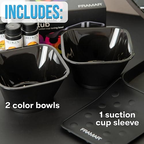 FRAMAR Toning Tub Hair Dye Bowl, Hair Color Bowls For Hairstylist – 2pc | Hair Color Bowl, Hair Color Mixing Bowl, Hair Dye Bowls, Suction to Sink or Shampoo Station For Easy Toning thumbnail 4