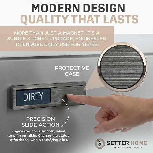 Clean dirty magnet for dishwasher, Premium Stainless Steel Black Clean Dirty Sign Indicator - Grade 304 Clean Dirty Magnet for Dishwasher, Black & White, Easy to Read with Extra Adhesive Tape - Kitchen Organizer thumbnail 4