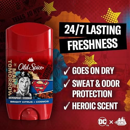 Old Spice Superman Man of Tomorrow Body Wash + Antiperspirant Deodorant Bundle Pack, 24/7 Freshness, Smell Like a Hero, Bright Citrus + Cosmos Lasting Scent, 24 oz & 2.6 oz (Pack of 2) thumbnail 3