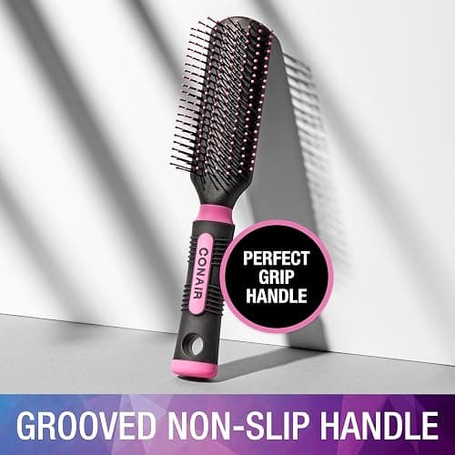 Conair Salon Results Hairbrush - Hair brush for Men and Women - Detangling - suitable for all hair types -features Nylon Bristles - Pink/Black thumbnail 3