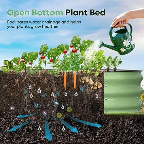 Yumatum Raised Garden Bed 4×2×1 FT, Galvanized Metal Raised Planter Box, Vegetable Planting Container with Safety Edge Trim, Hardware & Gloves Included, Fruit Green for Backyard Patio Balcony thumbnail 5