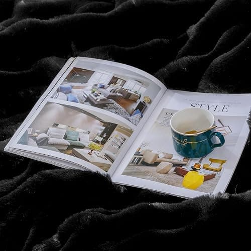 BlanketSolution Fluffy Furry Black Faux Fur Throw Blanket for Couch Bed 50x60 Fuzzy Bubble Soft Blanket for Adults Gift Home Living Room Decorative Decor 860 GSM thumbnail 8