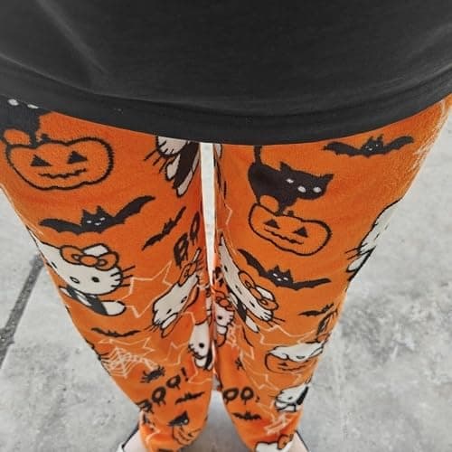 BIUGNVW Anime Pajamas Pants Women Cartoon Family Christmas Pajama Pants Kawaii Flannel Pajama Pants Black and Pink thumbnail 4