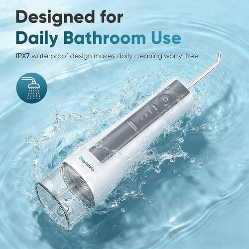 Maynovia Water Flosser Cordless for Teeth, Water Pick Oral Irrigator with U Shaped Nozzle, 40–150 PSI DIY Mode, 350ML Large Tank, Rechargeable Portable Dental Flosser for Braces & Adults (White) thumbnail 7