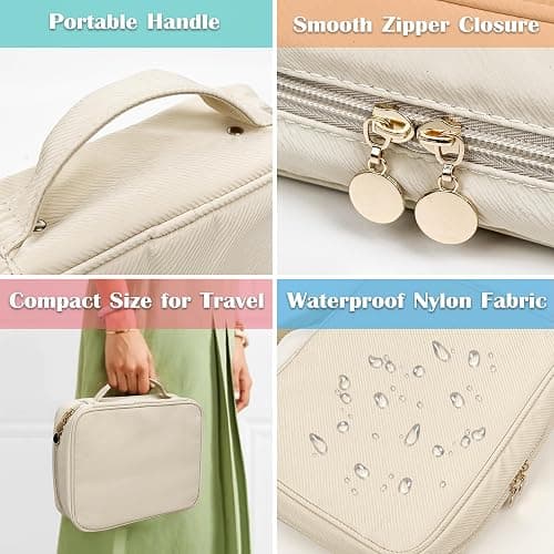 LingLingo Travel Jewelry Organizer Case,Jewelry Bags Jewelry Storage Book Binder with Clear Zipper Velvet Pouch for Traveling,Earrings, Rings, Necklace, Bracelet (White) thumbnail 6