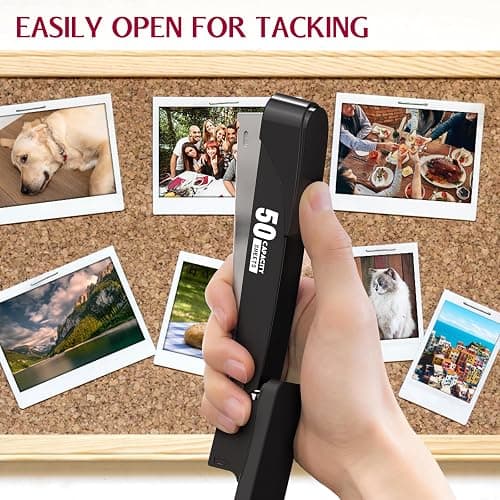Metal Stapler Heavy Duty 50 Sheet Capacity with 1750 Staples and Staple Remover, Full Strip Staplers for Desk, No Jam, Non-Slip for Office & Classroom, Black - Black thumbnail 5