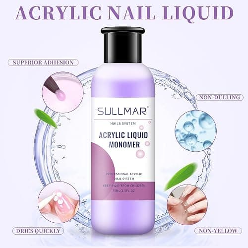 SULLMAR Acrylic Monomer Liquid Monomer Acrylic Nail Liquid 5fl.oz Nail Acrylic Liquid Nail Tips For Acrylic Nails Professional Nail Monomer Liquid Odorless Monomer 2.5fl.oz/75mlx2pcs thumbnail 4