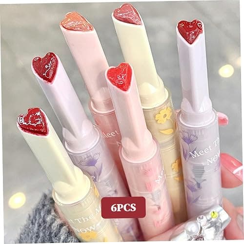 BEAHING Lip Gloss 6Pcs/Set Heart-shaped Jelly Lipstick, Moisturizing Nourishing Long Lasting Non-stick Glossy Lip Balm Makeup thumbnail 7