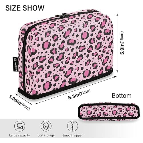 Sletend Big Capacity Leopard Print Pencil Case Large Pencil Pouch Portable Zippered Storage Pouch for Boys Girls Adults Students thumbnail 3
