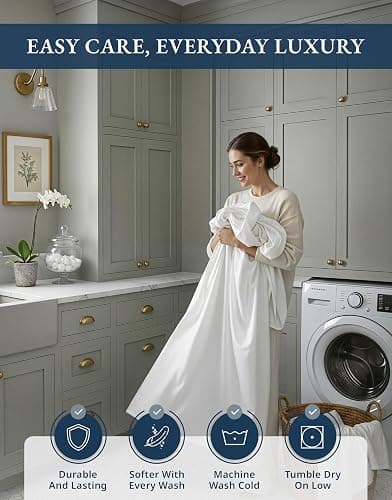 LANE LINEN 100% Egyptian Cotton Full Size Bed Sheets, Soft & Comfy Luxury Hotel Style Thick Full Size Sheets, Fully Elasticized Reinforsed Seams No Pill Natural Cooling - White Sheets thumbnail 8