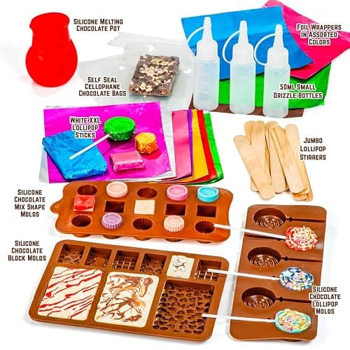 GirlZone Little Choco Delights Maker Kit, Chocolate Making Set for Kids with Candy Bar Molds, Lolly Sticks & Wrappers, Fun Creative Activity, Easter & Birthday Gift for Girls Ages 8+ thumbnail 5