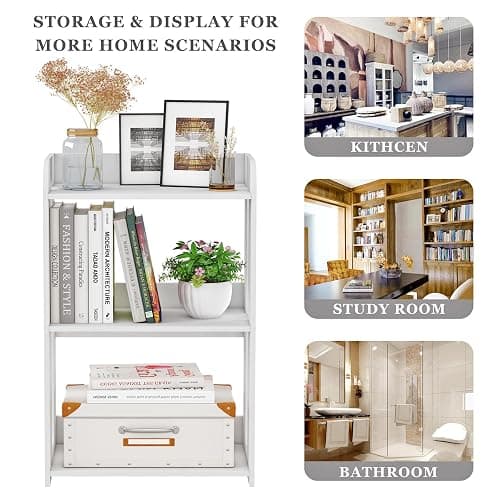 HAYOFAMY 3 Tier End Table Nightstand White, Small Bookshelf with Open Shelf, Narrow Side Table Bedside Table for Bedroom, Living Room, Office, Bathroom thumbnail 7