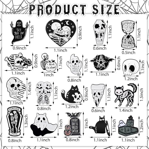 Sasylvia 20 Pcs Halloween Pins Skull Spooky Skeleton Horror Dark Goth Ghost Brooch Pins for Women Men Bag Jacket Backpack Hat Pant Clothes Accessories thumbnail 3