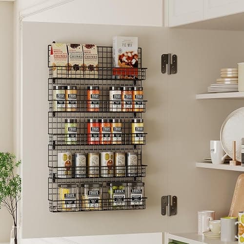 X-cosrack Spice Rack Organizer, 5-Tier Wall Spice Rack, Stackable Hanging Spice Jars Storage Racks, Great for Kitchen and Pantry, Up to Storage 48 Jars(Patent No.:D909138S) thumbnail 2