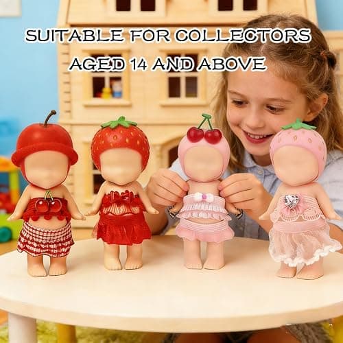 4-Piece Doll Clothes for Sonny Angel Collectible, 3 Inch Mini Dolls Outfit Set, Tops & Skirts for Display, Mix & Match, Collectors Gift (Wine Cherry Gala | Cherry Blossom Angel Style) thumbnail 5
