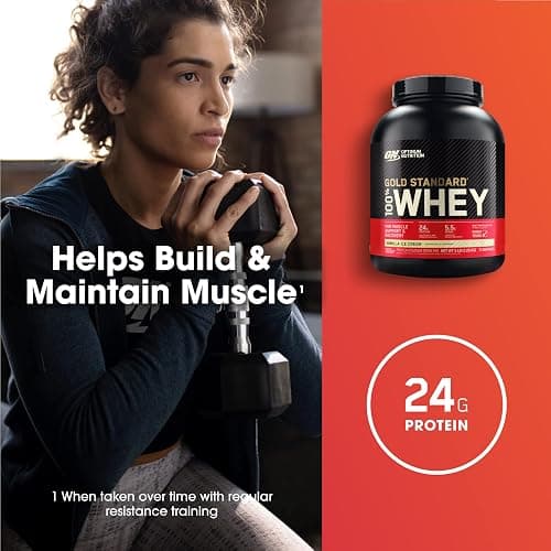 Optimum Nutrition Gold Standard 100% Whey Protein Powder, Vanilla Ice Cream, 5 Pound (Packaging May Vary) thumbnail 5